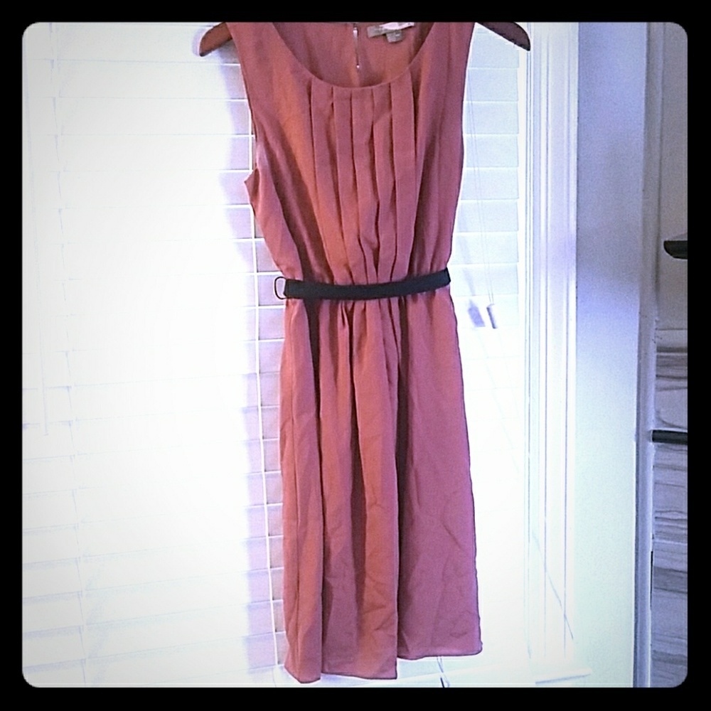Mauve cocktail dress with black belt